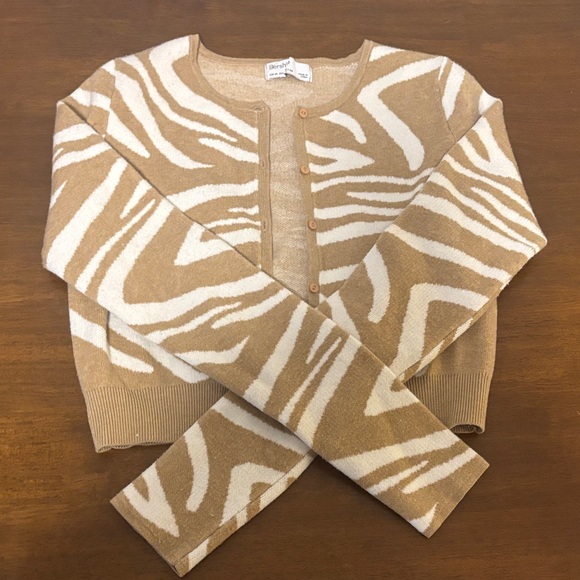 Bershka Tops - Tan and Cream Zebra Print Cardigan